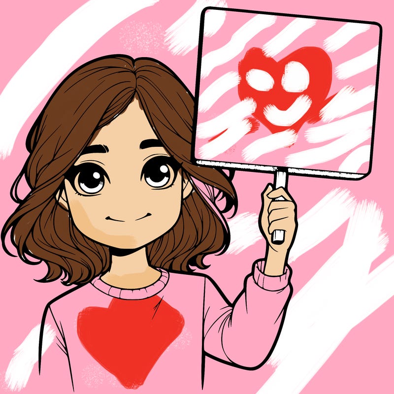 realistic girl holding up a sign