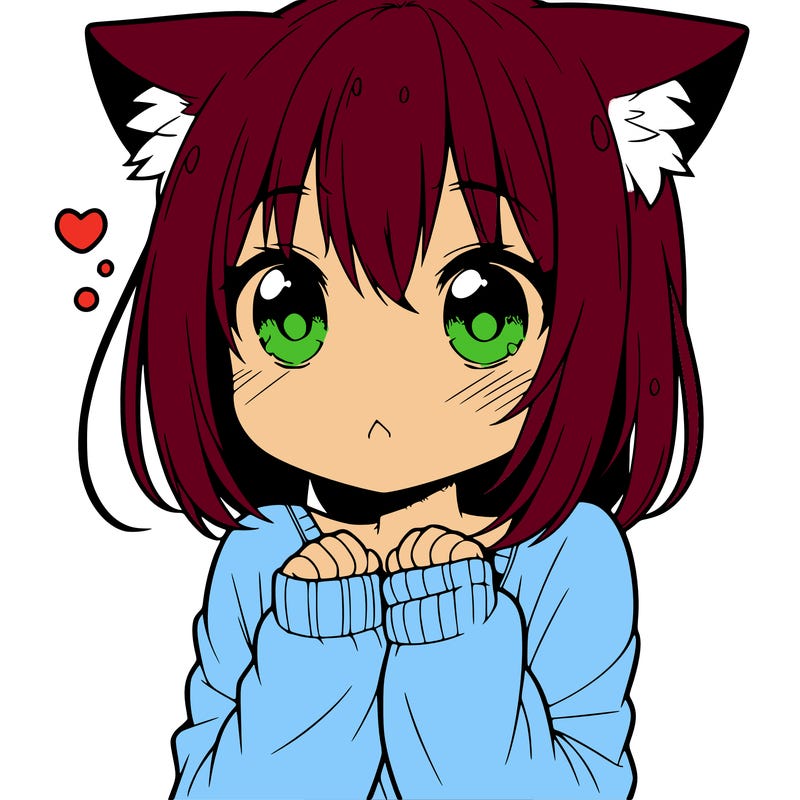 shy anime catgirl