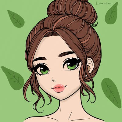 realistic pretty girl with hair in bun