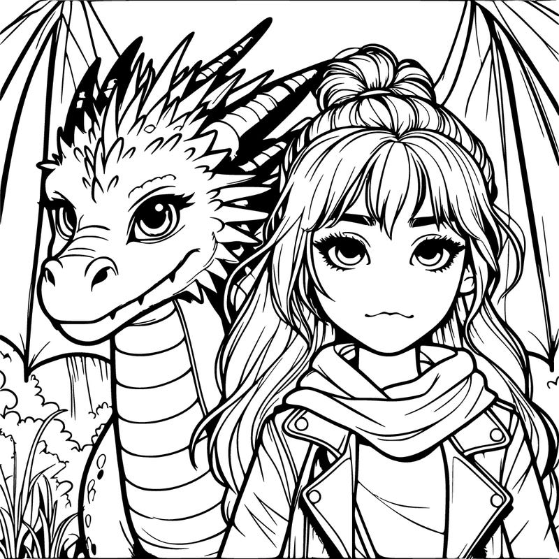 realistic girl and dragon