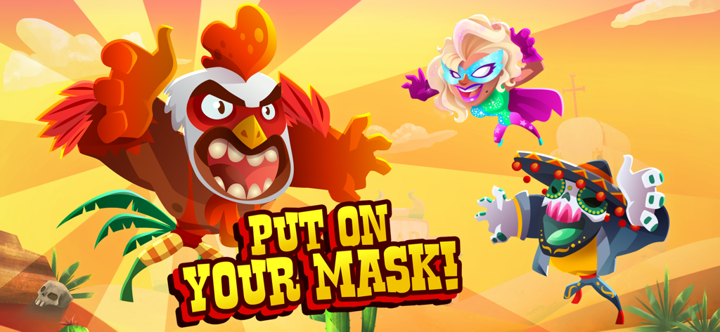 Luchador colorati in stile cartone animato del gioco mobile UFB Lucha Libre