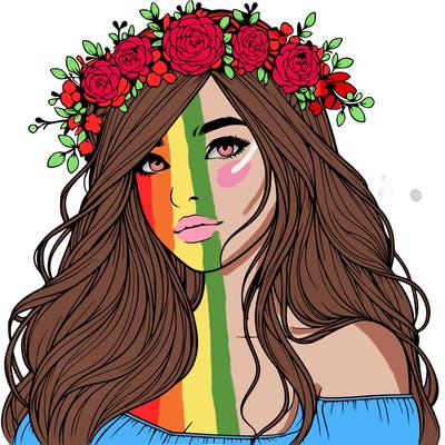 realistic girl with flower crown