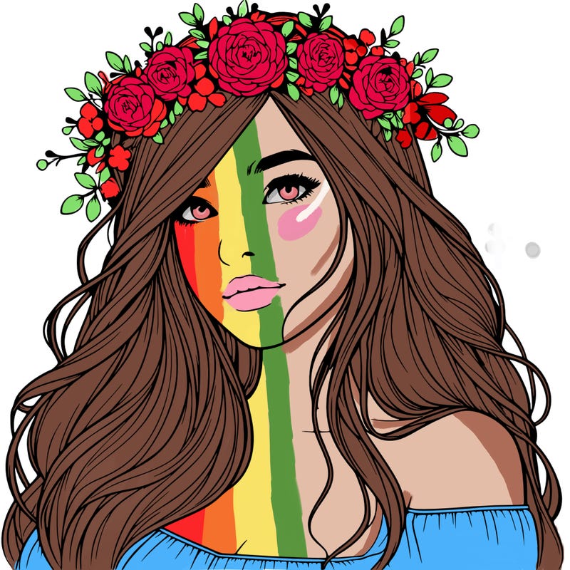 realistic girl with flower crown