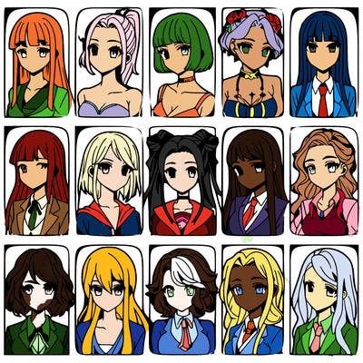 girls that look diffrent anime