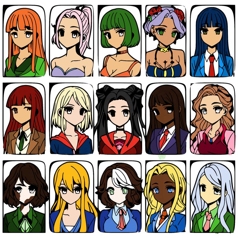 girls that look diffrent anime