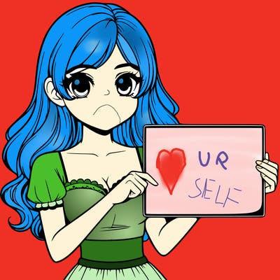 realistic pretty girl holding blank sign