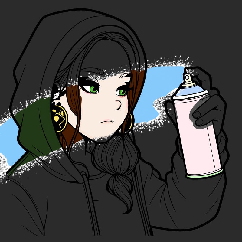 a realistic girl, spray painting