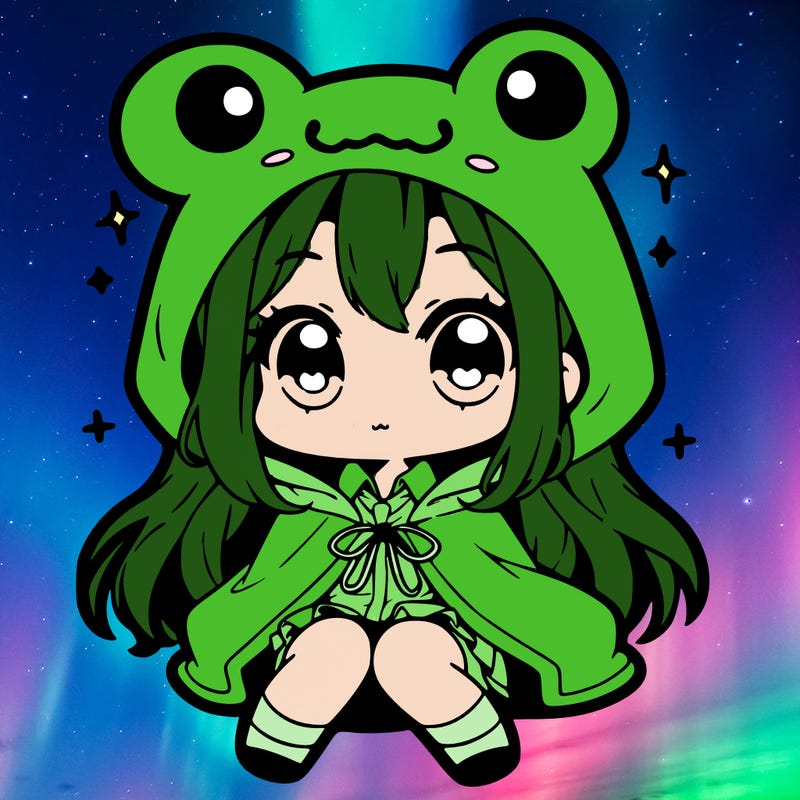 chibi girl with frog hoodie