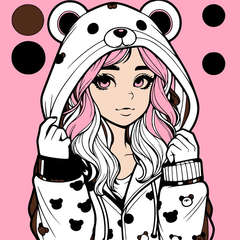 realistic girl in a animal pjs hoodie