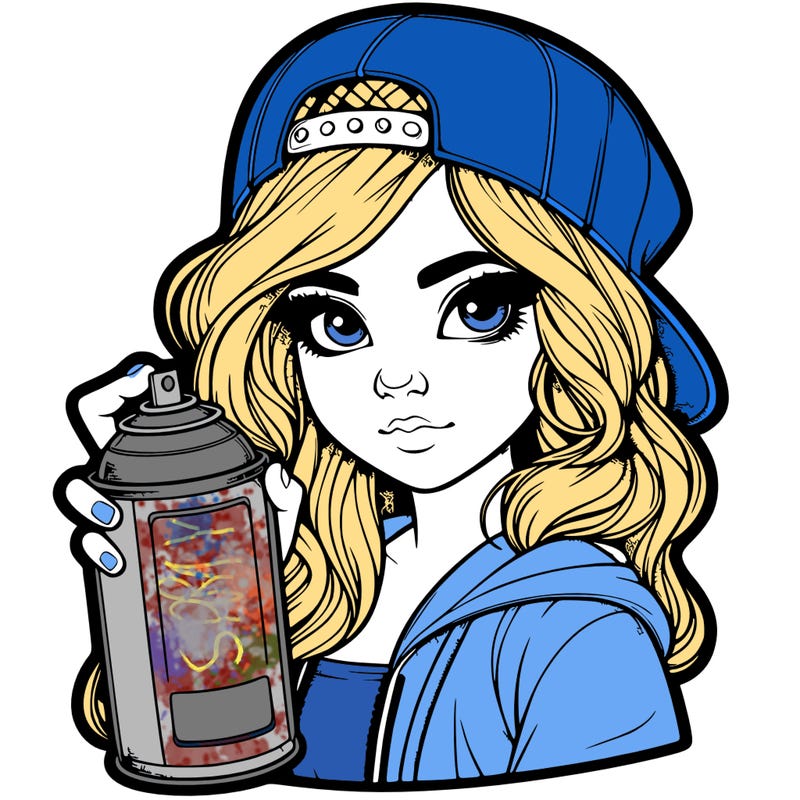 realistic girl with spray paint