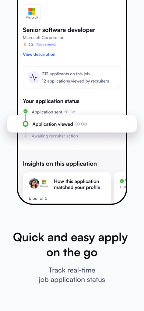 Naukri: Job Search and News - Interfaz de la aplicación Naukri que muestra el rastreo del estado de la solicitud de empleo en tiempo real y las actualizaciones del estado del reclutador