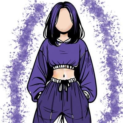 realistic girl faceless with baggy pants and a crop top
