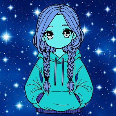 a realistic girl with a oversized hoodie and she has braids