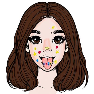 realistic girl with her tongue out