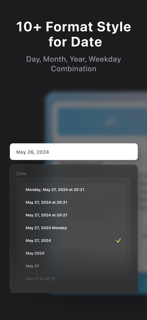 Kiko Card:Text Post & Carousel - A selection of different date formatting options within the Kiko Card app for social media post creation.