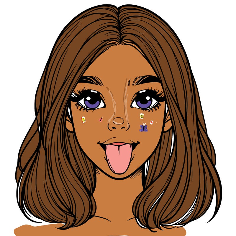 realistic girl with her tongue out