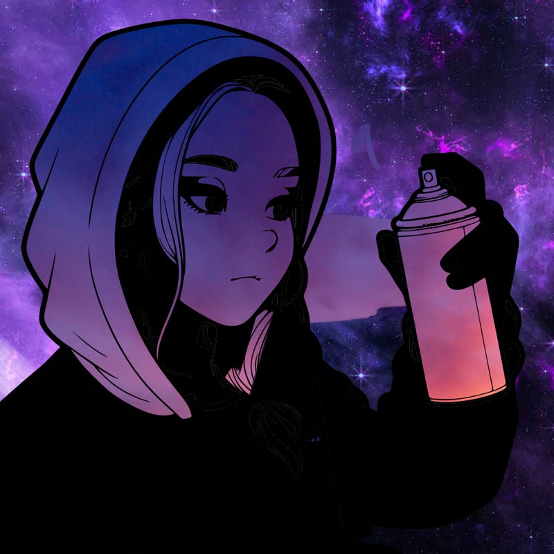 a realistic girl, spray painting