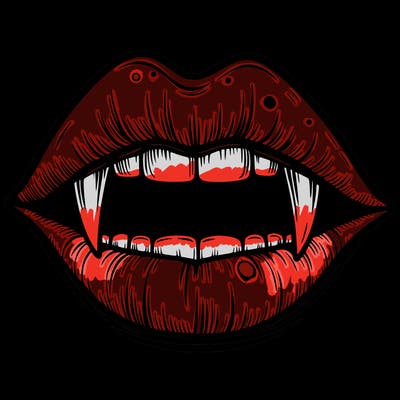 lips with vampire teeth