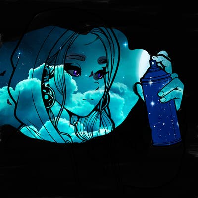 a realistic girl, spray painting