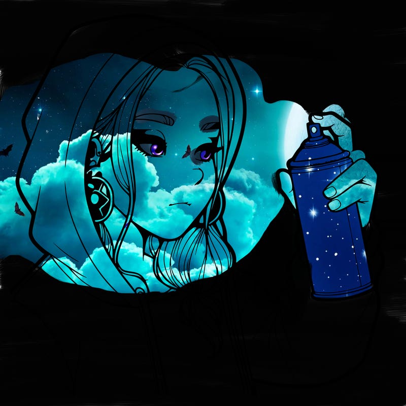 a realistic girl, spray painting