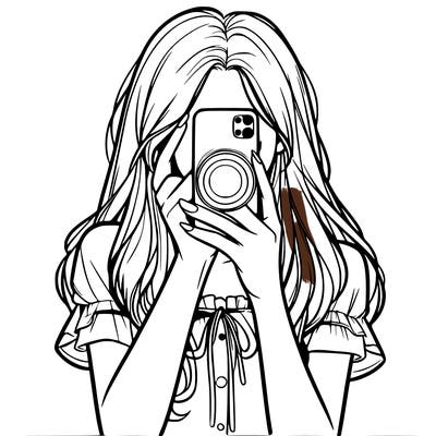 a realistic girl holding her phone taking pictures