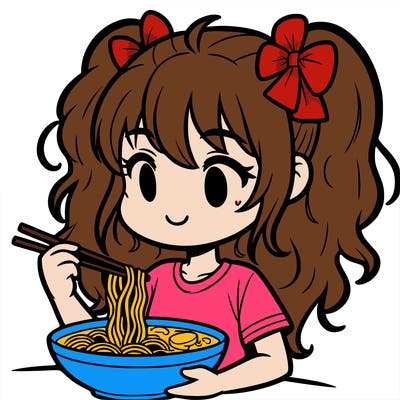 a girl eating ramen