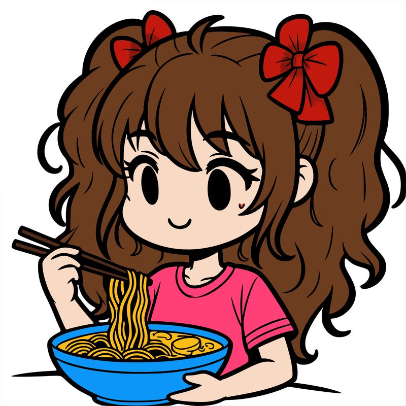 a girl eating ramen