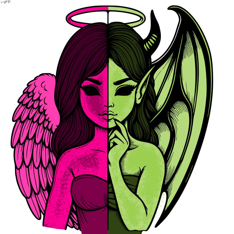 realistic angel half demon