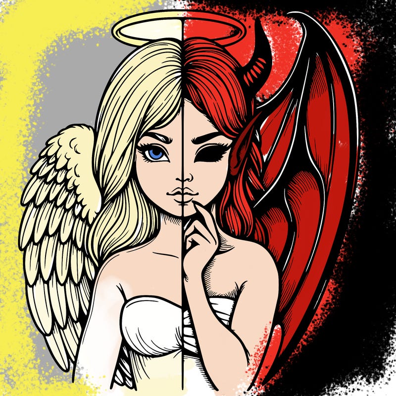 realistic angel half demon