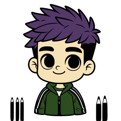 boy in a tracksuit with spikey white hair