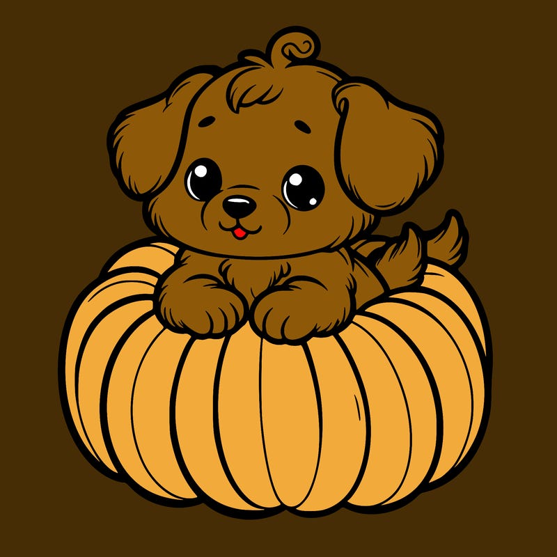 cute little puppy in a pumpkin