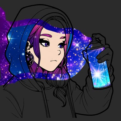 a realistic girl, spray painting