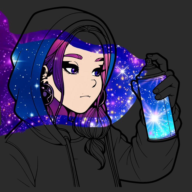 a realistic girl, spray painting