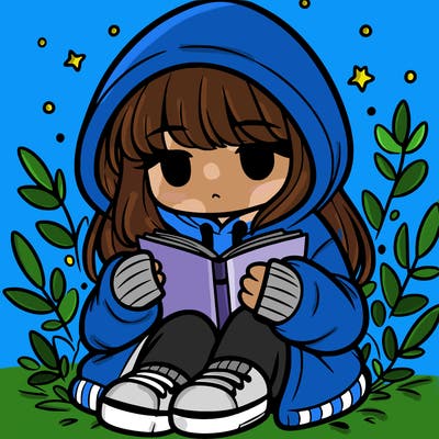 girl in oversized hoodie reading a book