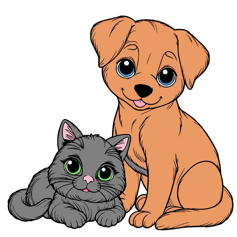 realistic cat and dog