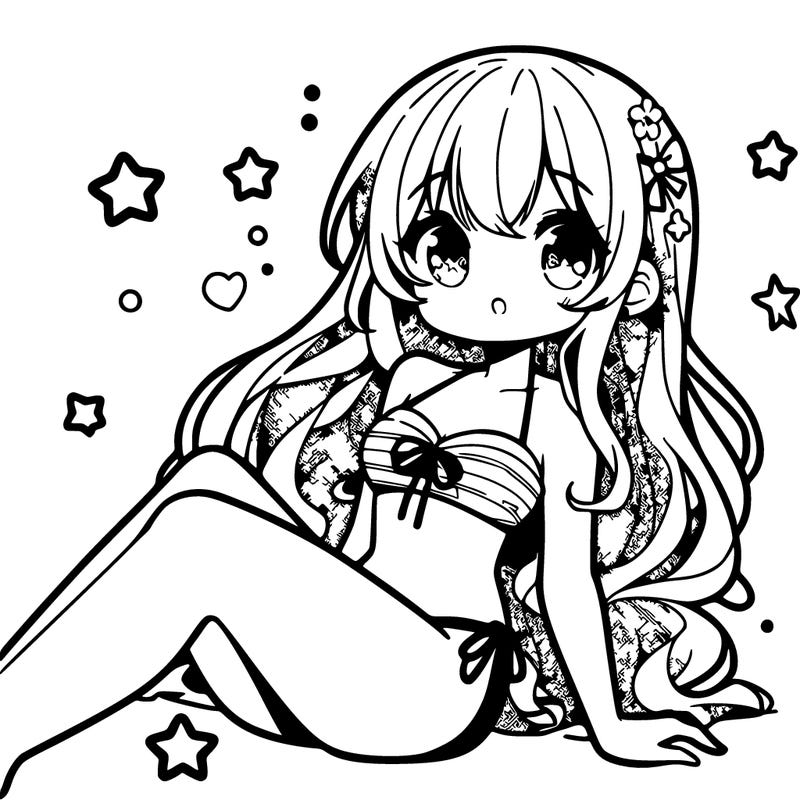 cute anime girl in a bikini