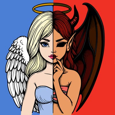 realistic angel half demon