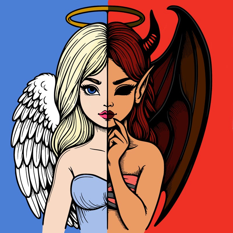 realistic angel half demon