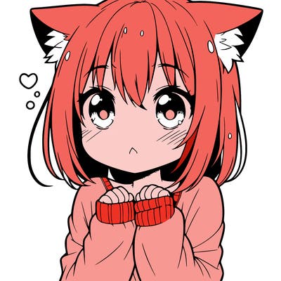 shy anime catgirl