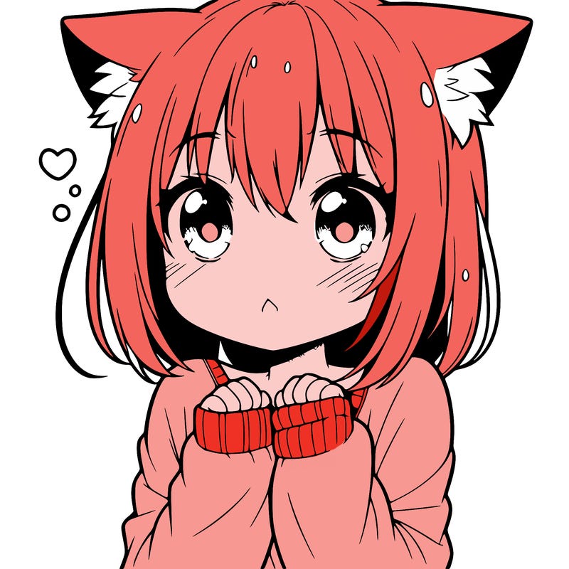 shy anime catgirl