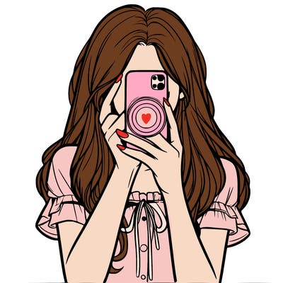 a realistic girl holding her phone taking pictures