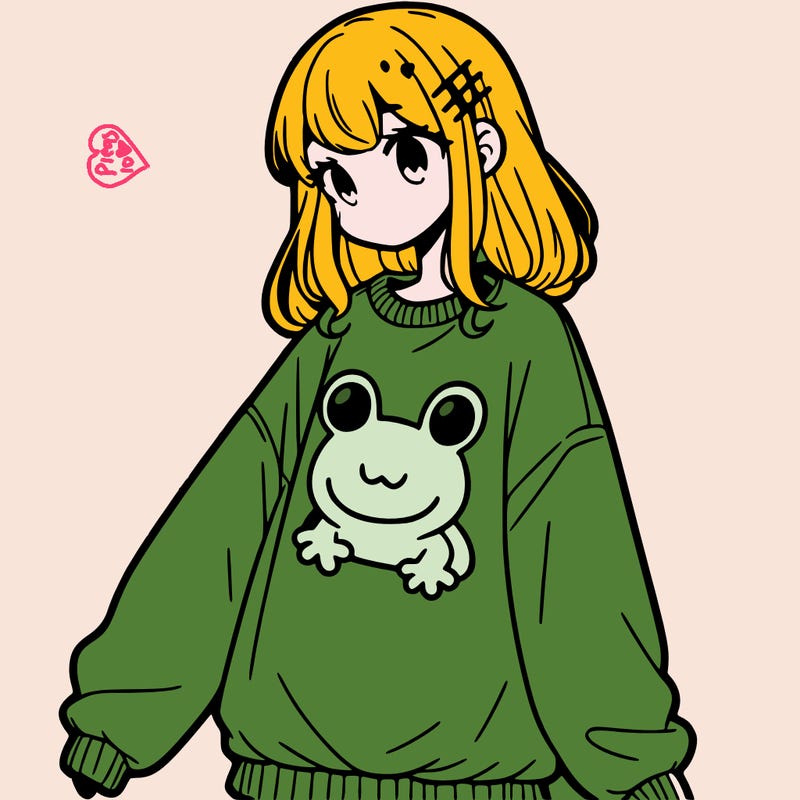 girl wearing frogging sweatshirt