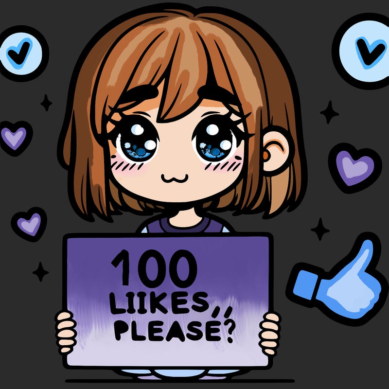 a girl with a sign saying 100 likes, please