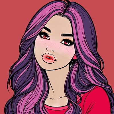 realistic girl with hair on her hair and lips