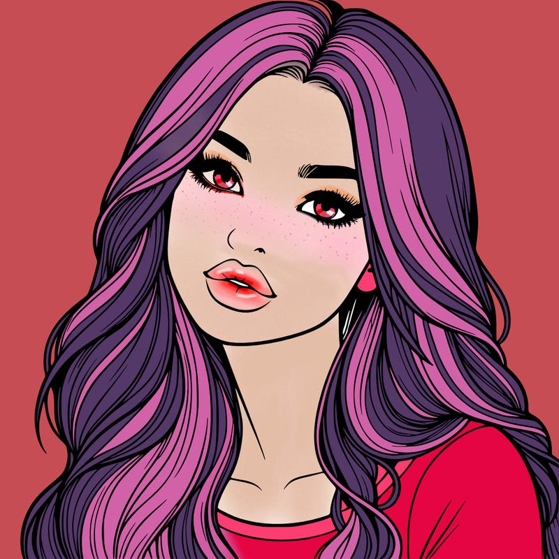 realistic girl with hair on her hair and lips