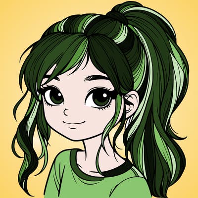 realistic girl with ponytail