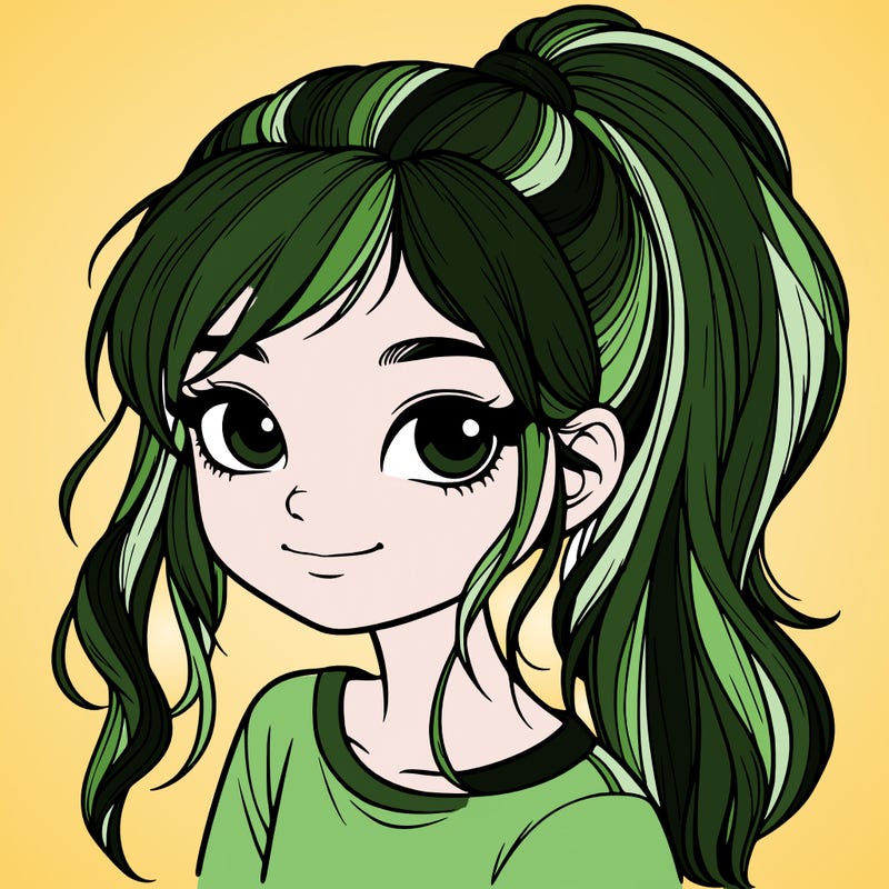 realistic girl with ponytail