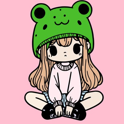 a girl wearing a frog hat and some frog socks