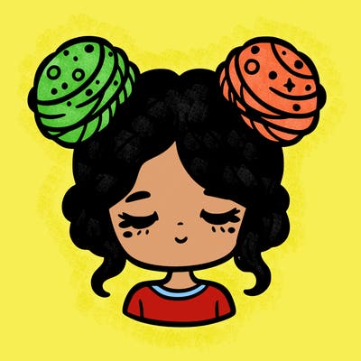 girl with space buns