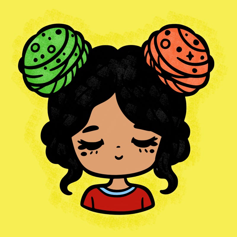 girl with space buns